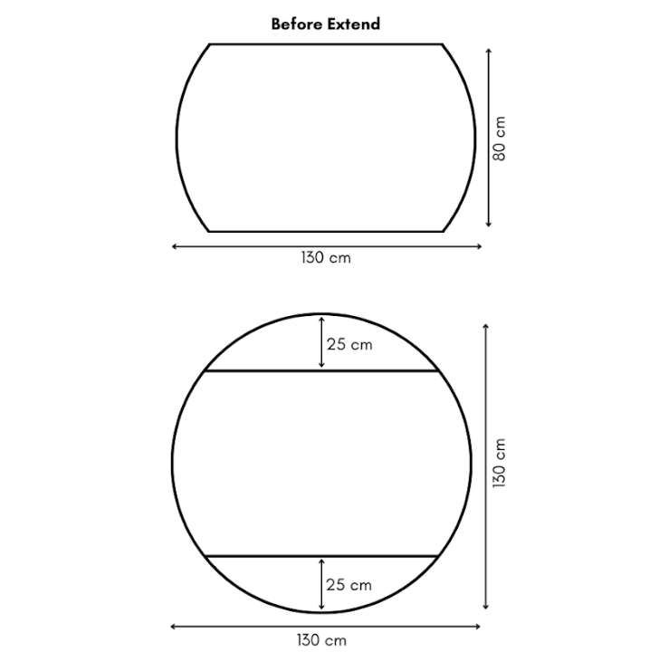 Modern Space Saving Extendable Dining Table (1.3x0.8M Extendable To 1.3M Round )